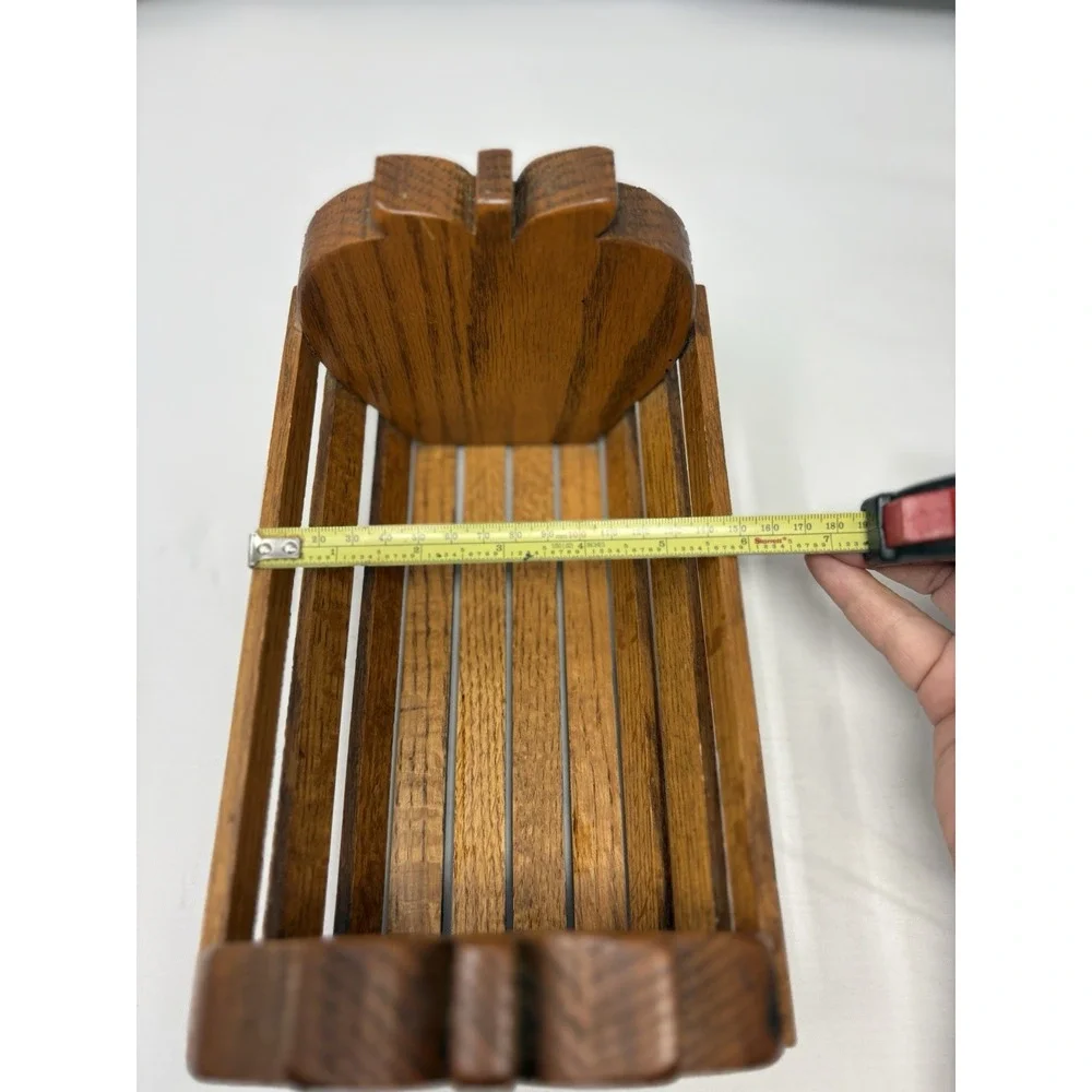 Vintage Heart-Shaped Decorative  Wooden Slat Storage Basket/Rack Country Cottage
